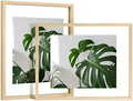 Egofine 11x14 Floating Frames Set of 2, Double Plexiglass Picture Frame, Made of Solid Wood Display Any Size Photo up to 11x14, Wall Mount or Tabletop Standing, Natural Wood by Egofine