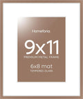 Homeforia 9x11 Mocha Picture Frame, High-End Metal, 6x8 Mat, Glass by Homeforia