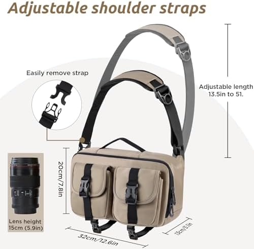 TAAOKA Camera Sling Bag,DSLR Camera Bag with Tripod Holder,Waterproof Camera Shoulder Crossbody Bag for Photographers(Coffee) - Image 4
