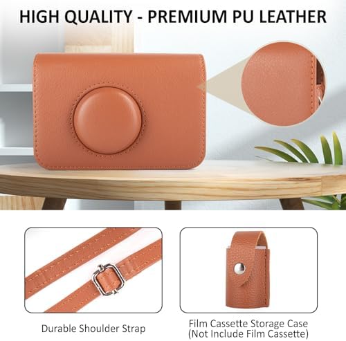 Protective Case Compatible for Kodak EKTAR H35/H35N/Ultra F9/VIBE 501F Film Camera, PU Leather Carrying Bag and Film Storage Case for KODAK H35/H35N/Ultra F9/VIBE 501F Film Camera - Brown - Image 3