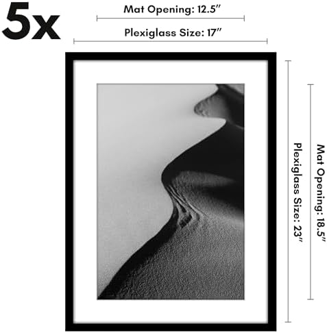 Americanflat 17x23 Poster Frame 5-Pack - Matted to 13x19 - Black - Image 2