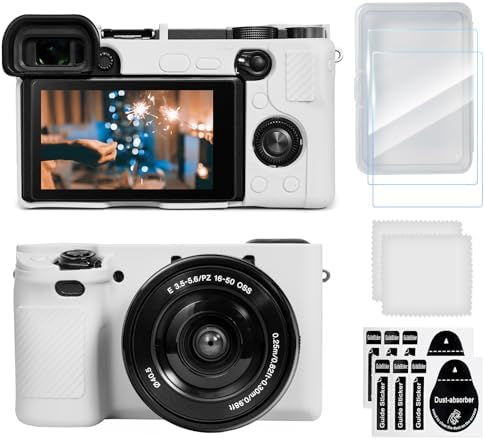 Case for Sony Alpha A6400 A6300, 2 Screen Protector, White by TYUANDOUER