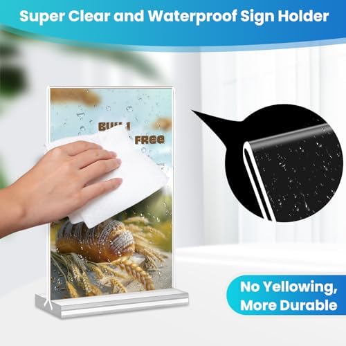 Acrylic Sign Holder 4x6, 15 Pack Clear Double Sided Menu Vertical Display Stand, Desktop Paper Holder Suitable for Restaurants, Office, Store, Show Fair - Image 4