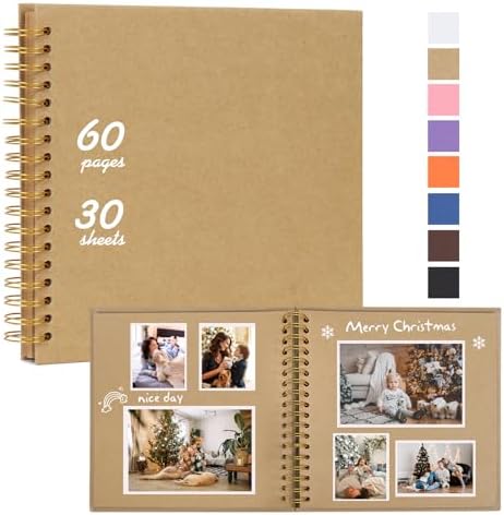 RECUTMS 10x10 Inch DIY Scrapbook Album 60 Pages Hardcover Kraft Paper Brown by RECUTMS