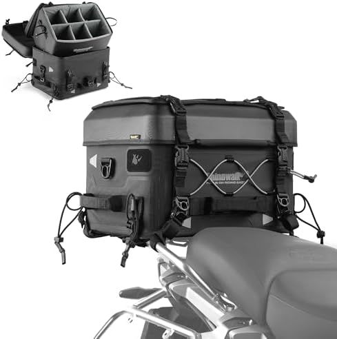 Rhinowalk 36L Waterproof Motorcycle Tail Bag Combo - Hard Shell Top Case with 22L Shockproof Camera Insert for DSLR/Drone Gear - Modular Photography & Travel Luggage by Rhinowalk