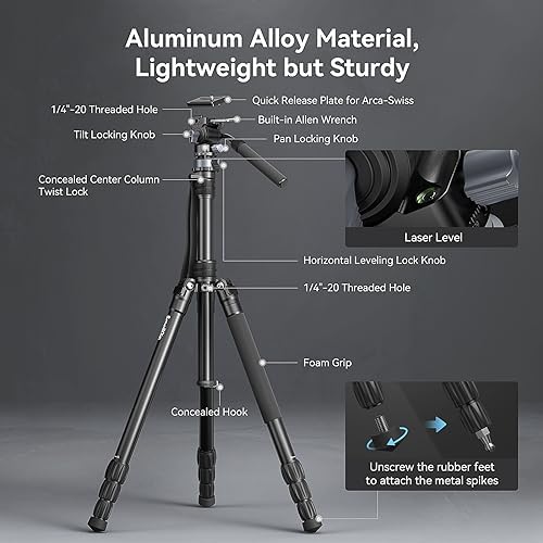 SmallRig CT190 72" Pro Video Camera Tripod with Leveling Base - Image 2