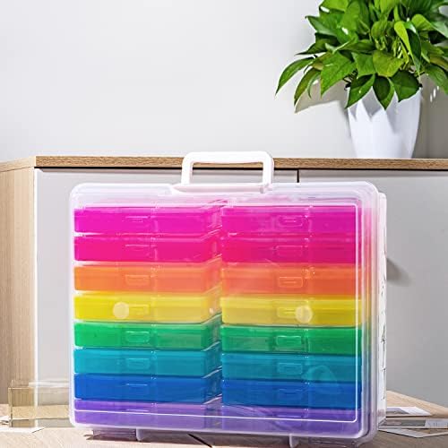 4" x 6" Photo Storage Case with Handle, 16 Inner Photo Organizer Keeper, Extra Large Storage Picture Boxes, Seed Storage, Transparent Craft Keeper (Multicolor-16 Pack Inner Box) - Image 5