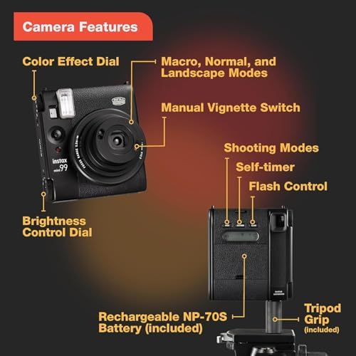 Fujifilm Instax Mini 99 Instant Camera Vintage Black. + Value Pack (40 Sheets) Shutter Accessories Bundle, Includes Style Compatible Carrying Case, Black Photo Album 64 Pockets - Image 4