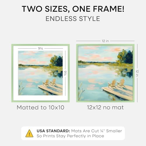 Homeforia 12x12 Green Picture Frame, High-End Metal, 10x10 Mat, Glass - Image 2