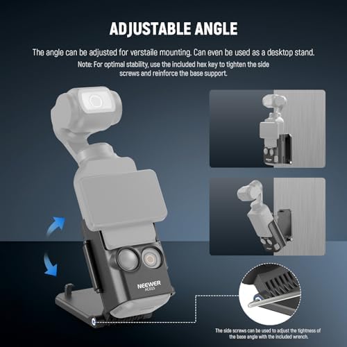 NEEWER Basics Magnetic Mount Stand Compatible with DJI Osmo Pocket 3 & Creator Combo, Multifunctional Accessories Expansion Adapter Bracket, 180° Tilt Plastic Camera Holder with Cleaning Cloth, AC015 - Image 3