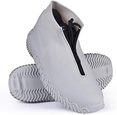 Shiwely Waterproof Shoe Covers, Silicone Reusable Shoe Cover Non-slip Durable Zipper Elastic Rain Cover Protection for Men Women (L (Women 7.5-10.5, Men 6.5-9), Grey) by Shiwely