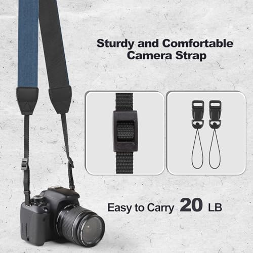 Universal Camera Strap - Camera Neck Strap, Adjustable Shoulder Straps Compatible with Canon, Fujifilm, Nikon, Olympus, Panasonic and other SLR and mirrorless cameras - Blue - Image 6