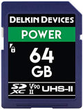 Delkin Devices Power 64GB SDXC UHS-II Memory Card – 300MB/s Read, 250MB/s Write | Ideal for 8K, 4K, HDR, and 360 Video | High-Performance SD Card for Cameras by DelkinDevices