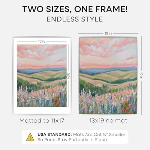 Homeforia 13x19 Silver Picture Frame, High-End Metal, 11x17 Mat, Glass - Image 2