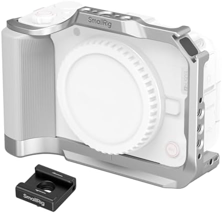 SmallRig R50 V Camera Cage for Canon R50V, Built-in Ergonomic Silicone Grip, QR Plate for Arca, 1/4"-20 Threaded Hole, 3/8"-16 Holes for ARRI, Cold Shoe, QD Sockets, Vertical Shooting(Silver)-5428 by SmallRig