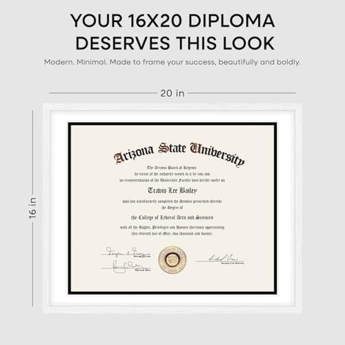 Homeforia 16x20 Black Oak Diploma Frame, High-End Wood, 14x17 Mat, Glass - Image 5