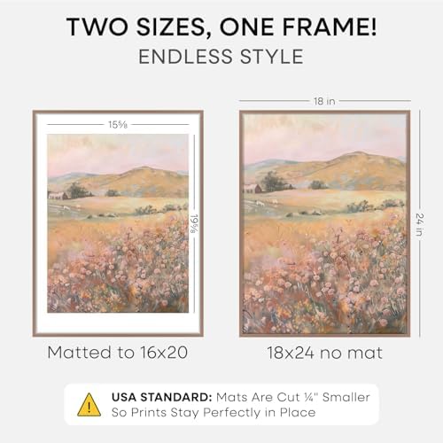 Homeforia 18x24 Mocha Poster Frame, High-End Metal, 16x20 Mat, Glass - Image 2
