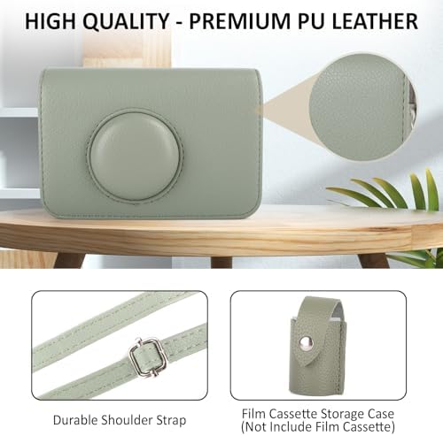 Protective Case Compatible for Kodak EKTAR H35 H35N Half Frame Film Camera, PU Leather Bag for Kodak Ultra F8/F9/VIBE 501F/I60 Camera with Shoulder Strap & 135 Film Storage Case - Green - Image 3