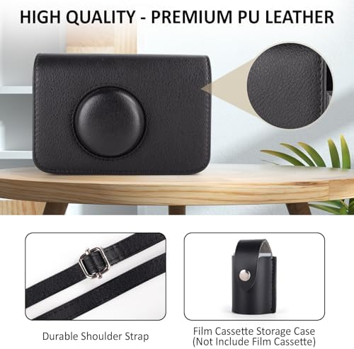 Protective Case Compatible for Kodak Ektar H35/H35N/Ultra F9/VIBE 501F Film Camera, PU Leather Carrying Bag and Film Storage Case for Kodak H35/H35N/Ultra F9/VIBE 501F Film Camera - Black - Image 3