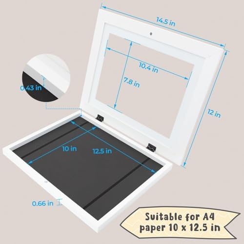 2 Pack 10x12.5 Front-Opening Kids Artwork Frames Changeable (White) - Image 3