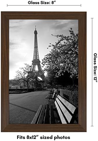 Americanflat 8x12 Picture Frame with Shatter-Resistant Glass - Signature Collection - Gallery-Style Frames Made of Engineered Wood - Photo Frame for Tabletop and Wall Display - Walnut - Image 2