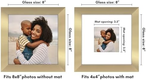 Americanflat 8x8 Picture Frame - Matted to 4x4 - Engineered Wood - Gold - Image 2