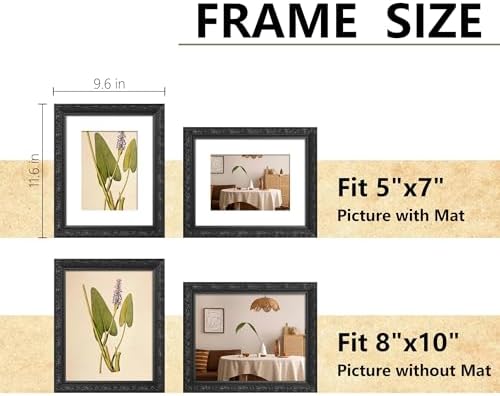VIOLABBEY 8x10 Picture Frame Black, Ornate Vintage Photo Frame - Image 2