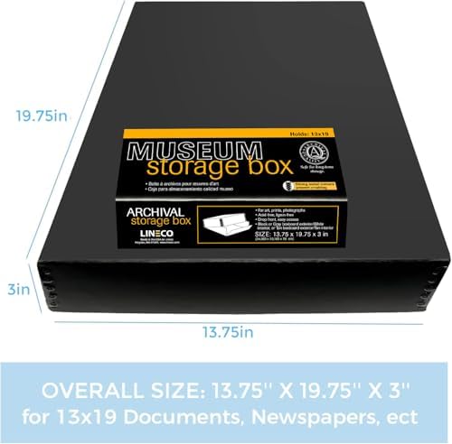 Lineco Museum Archival Storage Box, Drop Front, 13.75x19.75x3 in, Black - Image 2