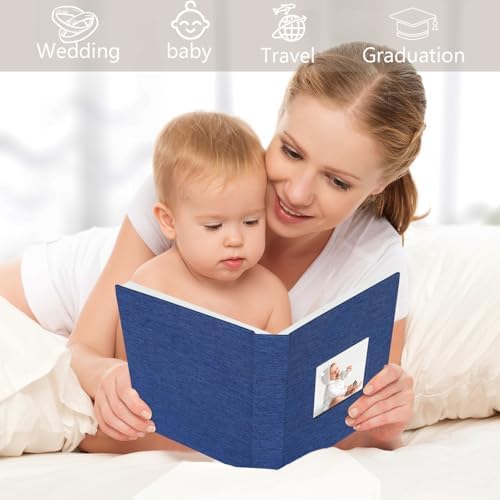 Artmag Mini Photo Album 4x6 50 Pockets 2 Pack, Linen Cover with Front Window Album Each Holds 52 Vertical Photos for Family Wedding Baby Children (Blue) - Image 5