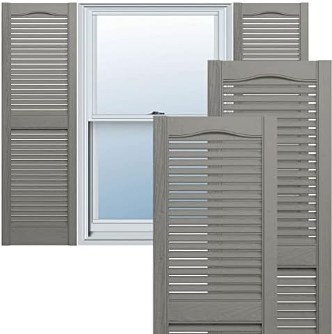 Ekena Millwork Lifetime Vinyl LL1S12X05500CL Standard Cathedral Top Center Mullion, Open Louver Vinyl Shutters, w/Installation Shutter-Lok's & Matching Screws (Per Pair), 12"W x 55"H, Clay by EkenaMillwork