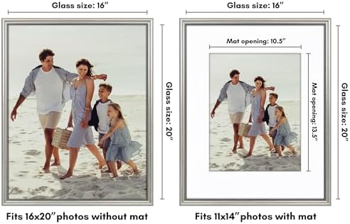 Americanflat 16x20 Vintage Picture Frame - Matted to 11x14 - Silver - Image 2