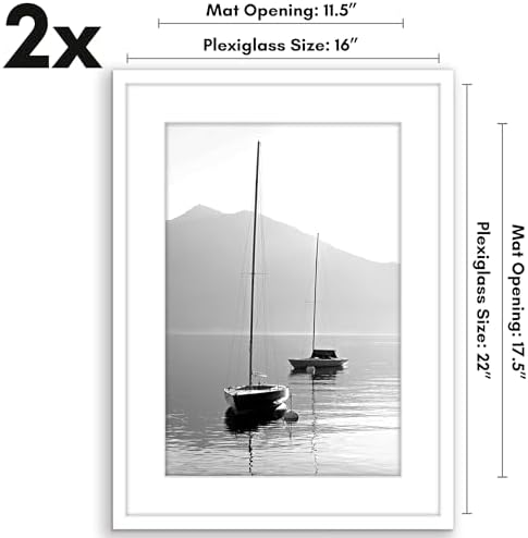 Americanflat 16x22 Poster Frame 2-Pack - Matted to 12x18 - White - Image 2