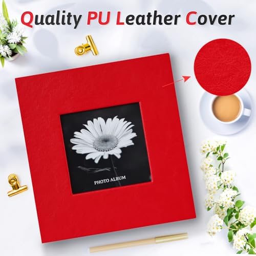 Popotop Photo Album 4x6 100 Photos with Writing Space, Leather Cover Album with Display Picture Window, Photo Book for Wedding Family Baby Gift - Image 2