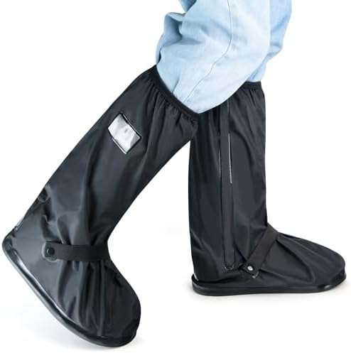 IwIeIaIrI Waterproof Rain Boot Covers with Safety Reflector, Black, M by IwIeIaIrIWomenFashionBag