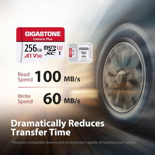Gigastone 256GB Camera Plus Series Memory Card, Read Speed up to 100MB/s. Ideal for Full HD Video Gopro Drone Android Camera, A1 Micro SDXC Card with Mini Case and SD Adapter. - Image 2