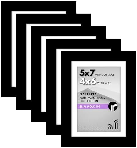 Americanflat 5x7 Picture Frame 5-Pack - Matted to 4x6 - Black by Americanflat