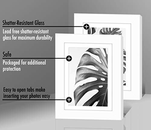 Americanflat 5x7 Picture Frame with Shatter-Resistant Glass - Set of 2 - Use as 4x6 Frame with Mat or Display 5x7 Photo Without Mat - Signature Collection - Picture Frames for Tabletop or Wall - White - Image 6