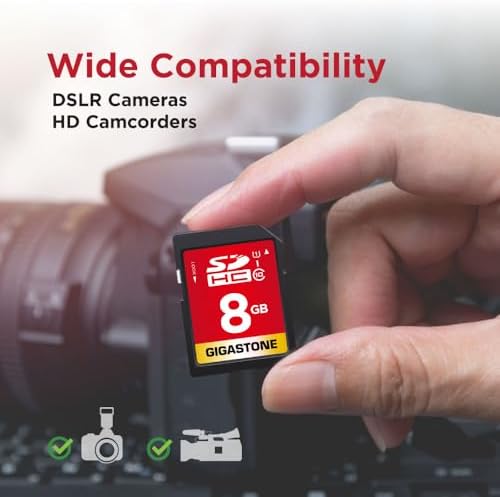 GIGASTONE 8GB SD Card UHS-I U1 Class 10 SDHC Memory Card, Speed Up to 80MB/s, Full HD Video Kodak Olympus Digital Camera, with 1 mini case - Image 6