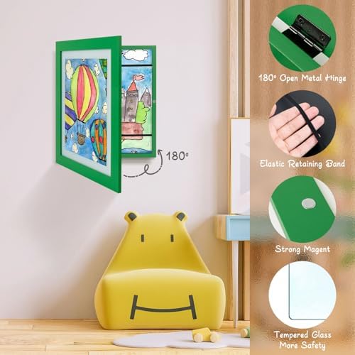 2 Pack 10x12.5 Front-Opening Kids Artwork Frames Changeable (Green) - Image 7