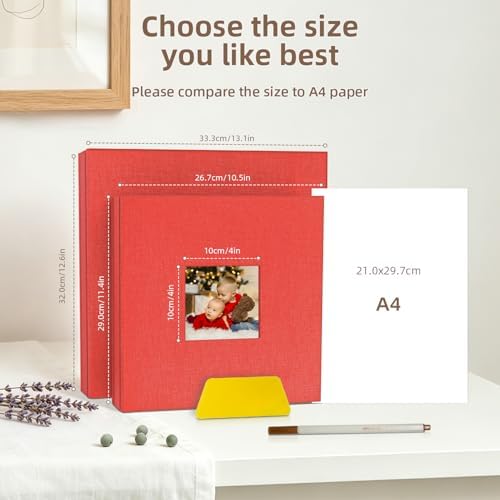 Popotop Photo Album Self Adhesive with Picture Display Window,60 Pages DIY Scrapbooking Supplies Kit for 4x6 10x12 Picture,Linen Cover Memory Book for Baby Wedding, with Scraper and Metallic Pen - Image 6