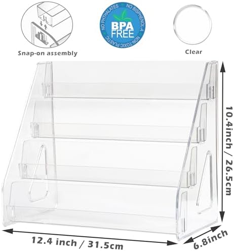 4 Tier Card Stand, 2Pack Clear Card Display for Greeting Cards, Postcards, Stickers,Sports Cards,Trading Card,Tiered display rack,Retail Photos Shelf for Vendors Craft Collection Show (2Pack-4Tier) - Image 3