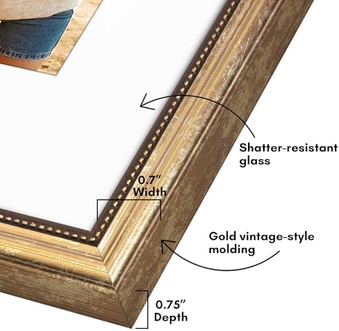 Americanflat 11x14 Vintage Picture Frame - Matted to 8x10 - Gold - Image 3