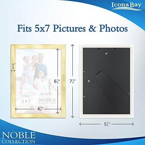 Icona Bay 5x7 Picture Frames (Gold, 6 Pack), Modern Professional Frame Set, Noble Collection - Image 2