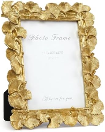 Cuspin 5x7 Picture Frame Gold Vintage Ornate Ginkgo Leaf Resin Photo Frame by Cuspin