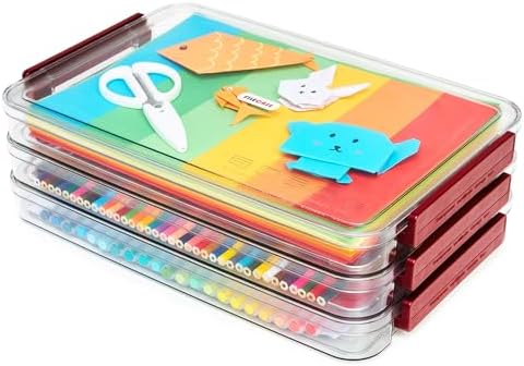 CATOOMUU 3-Pack 9x13 Shallow Flat Clear Plastic Project Case Storage Box by CATOOMUU