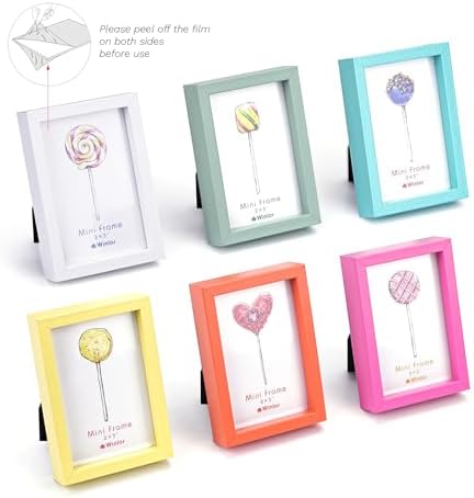 Small Picture Frame 2x3 6 Pack, Magnetic Photo Frames for Fridge and Tabletop Desk Decor, Cute Wallet Size Colored Picture Frames for School Locker, Family Baby Photo, Mix Colors - Image 4