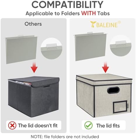 BALEINE File Organizer Box with Lid, Collapsible Hanging File Storage Box - Image 4