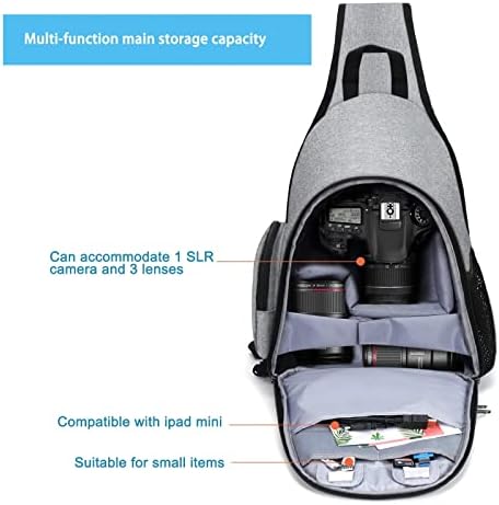 MOSISO Camera Bag Sling Backpack, Full Open Camera Case, Grey - Image 2