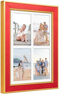 Suede 9x13 Picture Frame Display 4 Opening Picture Frames Collage 4x6 Wall Decor with Mat,Multi Photo Frame for Plexiglass,Wall Decor,1Pack,Red by AnoziebyProductsunder