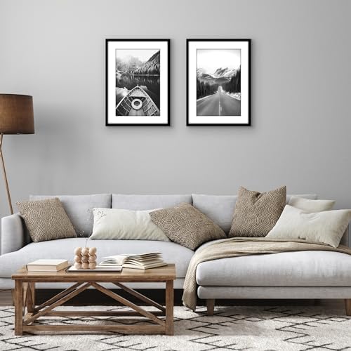 Americanflat 16x22 Poster Frame 2-Pack - Matted to 12x18 - Black - Image 5